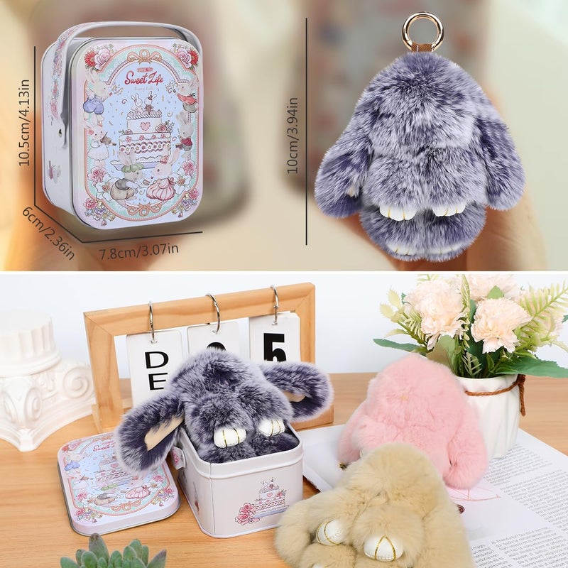 Lucift Bunny Keychain, Bunny Keychain with Tin,Bunny Handmade Soft Bunny Keychain for Christmas Gifts, Bags and Keys - Image 3